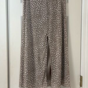 Leopard Print Midi Skirt with Slit